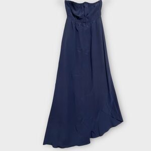 Joie Women’s Dress XS Strapless Midi Maxi 100% Silk Asymmetrical Hem Navy